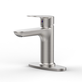 Brushed Nickel Single Handle Bathroom Faucet With Deck For 1 Or 3 Holes,Laundry Vanity Sink Faucet With Two 9 16 Hoses