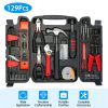 129Pcs Household Hand Tool Set Pro Hand Repair Maintenance Tool Kit w/ Hammer Wrench Set Screwdriver Set Pliers Tool Box
