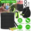 75FT Non-Expandable Garden Hose Kink-Free Lightweight Water Hose Lay Flat Garden Hose with 10 Patterns Hose Nozzle Storage Bag Hanging Hook for Outdoo
