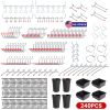 240Pcs Pegboard Hooks Assortment Garage Pegboard Accessories Organizer Kit 1/8 and 1/4 inch Peg Board Hooks for Organizing Various Tools