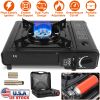 3300W Portable Camping Stove Butane Canister Dual Fuel Burner Piezo Electric Ignition Single Burner with Automatic Tank Ejection Overpressure Cut Off