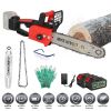 12Inch Electric Cordless Chainsaw With 2Pcs 21V 3.0Ah Battery and Charger Brushless Battery Operated Handheld Chainsaw With Auto Oiler Safety Switch F