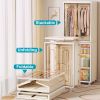 Small Wardrobe Closet Kids Wardrobe Clear Wardrobe Closet for Hanging Clothes Stackable Storage Cabinet with Magnetic Design for Living Room Bedroom D