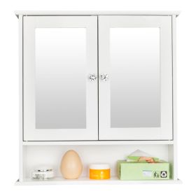 White Painted Surface Density Board, Double Mirror Door, Bathroom Cabinet