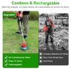 Electric Cordless Grass Trimmer Rechargeable Lawn Mower Weed Cutter with 2 Alloy Saw Blades 2 Alloy Blades 10 Plastic Blades 2 Rechargeable Batteries