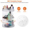 360° Rotating Makeup Organizer Clear Cosmetic Storage Rack Transparent Jewelry Display Box Case with 4 Trays One 17-Slot Top Shelf