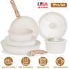 9Pcs Nonstick Cookware Set Kitchen Pots and Pans Set With Detachable Handles Tempered Glass Lids Dishwasher Oven Safe Aluminum Alloy Kitchen Cookware