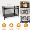 Bakers Rack Carbon Steel Kitchen Storage Cabinets Microwave Stand Kitchen Shelves with Microwave Compatibility Translucent Door Net Panel