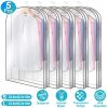 5 Pack 40In Garment Bag for Hanging Clothes Dustproof Waterproof Hanging Clothes Storage Bag Clear Transparent Suits Cover for Sweater Jacket Coat Dre