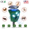 Electric Solar Powered Ultrasonic Animal Repeller 360° Ultrasonic Animal Driver with Motion Sensor LED Flashing Lights Waterproof Outdoor Animal Repel