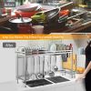 Over Sink Dish Drying Rack Shelf Stainless Steel Kitchen Countertop Bowl Dish Chopping Board Organizer Rack w/ Cutlery Holder