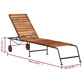 vidaXL Sun Lounger with Steel Legs Solid Wood Acacia