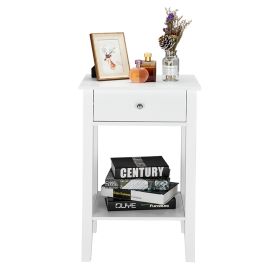 White Density Board Spray Paint, Round Handle, Single Drawer Bedside Cabinet