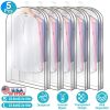 5 Pack 40In Garment Bag for Hanging Clothes Dustproof Waterproof Hanging Clothes Storage Bag Clear Transparent Suits Cover for Sweater Jacket Coat Dre