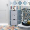 Modern Farmhouse 3-Drawer Bathroom Linen Floor Cabinet in Grey Wood FInish
