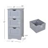 Modern Farmhouse 3-Drawer Bathroom Linen Floor Cabinet in Grey Wood FInish