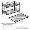Black Metal Twin over Twin Bunk Bed with Twin size Roll-Out Trundle Bed Frame
