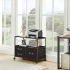 Black Metal Wood Mobile Printer Stand Filing Cabinet with Fabric Drawers