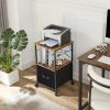 Metal Wood Printer Stand Side Table File Cabinet with Fabric Drawer on Wheels