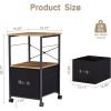 Metal Wood Printer Stand Side Table File Cabinet with Fabric Drawer on Wheels