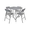 5-Piece Square Folding Dining Table and 4 Chairs Set in Grey