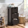 Modern Farmhouse 3-Drawer Bathroom Linen Floor Cabinet in Dark Brown Wood Finish