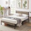Full size Industrial Rustic Wood / Metal Platform Bed Frame with Headboard