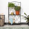 Indoor/Outdoor 3-Tier Black Metal Bookcase Plant Stand Shelving Unit