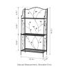 Indoor/Outdoor 3-Tier Black Metal Bookcase Plant Stand Shelving Unit