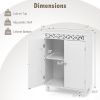 Bathroom Floor Cabinet with 2 Storage Shelves in White Wood Finish