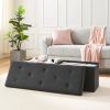 Black Linen Upholstered Bedroom Living Room Entryway Storage Bench Ottoman