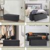 Black Linen Upholstered Bedroom Living Room Entryway Storage Bench Ottoman