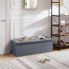Light Grey Faux Leather Upholstered End of Bed Storage Bench Ottoman