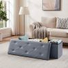Light Grey Faux Leather Upholstered End of Bed Storage Bench Ottoman