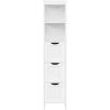 Bathroom Cabinet Tower with 3 Storage Drawers and 2 Shelves in White Wood Finish