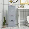 Modern Farmhouse 4-Drawer Bathroom Linen Floor Cabinet in Gray Wood Finish