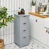Modern Farmhouse 4-Drawer Bathroom Linen Floor Cabinet in Gray Wood Finish