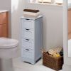 Modern Farmhouse 4-Drawer Bathroom Linen Floor Cabinet in Gray Wood Finish