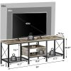 Industrial Farmhouse Grey Wood and Metal TV Stand with Media Storage Shelves