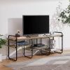 Modern Gray Wood and Metal Entertainment Center TV Stand for TV up to 65-inch