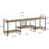 Modern Grey Wood Black Metal Entertainment Center TV Stand for TV up to 75-inch