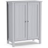 Bathroom Storage Cabinet with Adjustable Shelves in Grey Wood Finish