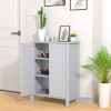 Bathroom Storage Cabinet with Adjustable Shelves in Grey Wood Finish