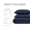 King Size Navy Blue Microfiber Pleated Bohemian Style Pre-Washed Comforter Set