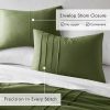 King size Microfiber Pleated Soft Lightweight Comforter Set in Olive Green
