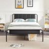 Queen size Black Wood Metal Platform Bed Frame with Rounded Headboard Footboard