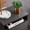 Set of 2 - Mid Century Modern Side Table Nightstand in Grey Black Wood Finish