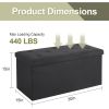 30-in Black Linen Upholstered Bedroom Living Room Entryway Storage Bench Ottoman