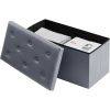 30-inch Light Grey Faux Leather Upholstered End of Bed Storage Bench Ottoman