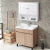 White Wall-Mount Bathroom Medicine Cabinet with Louver Doors and Storage Shelf